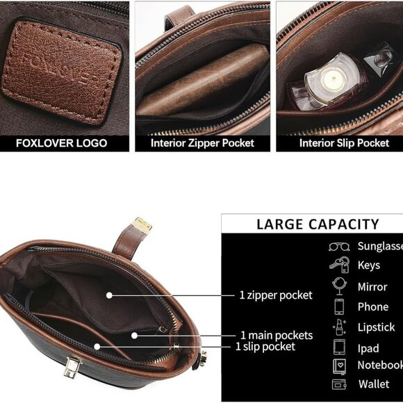 Small Vegan Leather Top-Handle Handbag with Twist Lock & Adjustable Strap - Picture 4 of 6